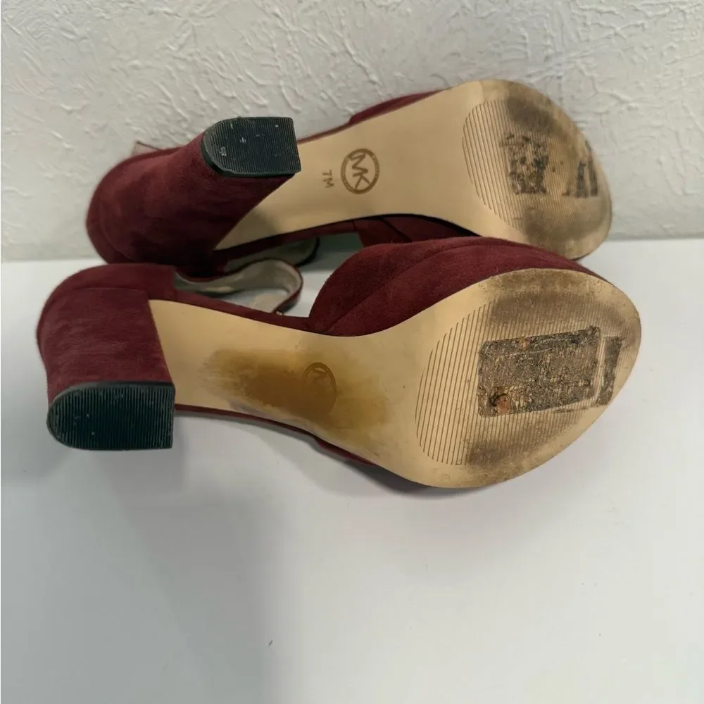 Michael Kors Haven Cinnabar Suede Ankle Strap Heels Size 7 VGUC